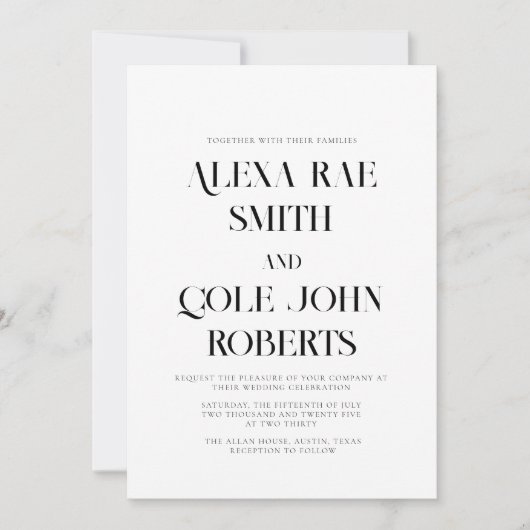 Invitation Mariage photo de code QR noir et blanc moderne (Devant)