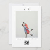 Invitation Mariage photo de code QR noir et blanc moderne (Dos)