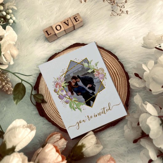 Invitation Mariage photo de couleur d'eau moderne