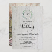 Invitation Mariage photo de couleur d'eau rustique feuille mo (Devant / Derrière)