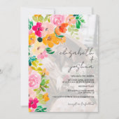 Invitation Mariage photo de couleur florale de boho d'été (Devant)