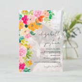 Invitation Mariage photo de couleur florale de boho d'été (Debout devant)