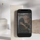 Invitation Mariage photo de couverture noire en or moderne