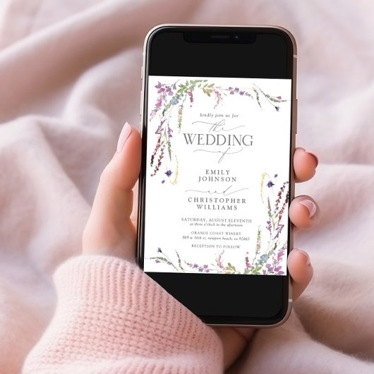 Invitation Mariage photo de Fleur sauvage violet