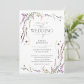 Invitation Mariage photo de Fleur sauvage violet (Debout devant)