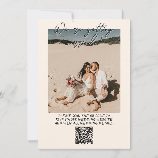 Invitation Mariage photo de gâteau écrit avec code QR tiré à  (Dos)