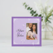 Invitation Mariage photo de la lavande violette florale (Debout devant)