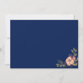 Invitation Mariage photo de la marine Blue Peach rose Floral (Dos)
