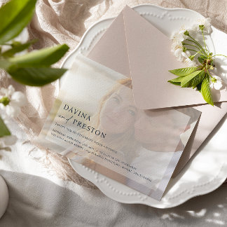 Invitation Mariage photo de la Marine Contemporary Script hor