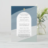 Invitation Mariage photo de la messe nuptiale catholique Blue (Debout devant)