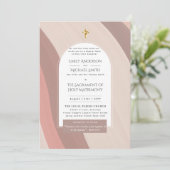 Invitation Mariage photo de la messe nuptiale catholique rose (Debout devant)