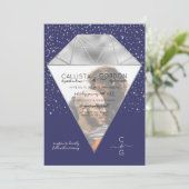 Invitation Mariage photo de la Parties scintillant Confetti e (Debout devant)
