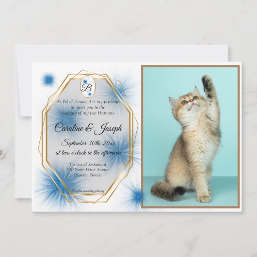Invitation Mariage, photo de l'animal & étiquette avec touffe (Devant)