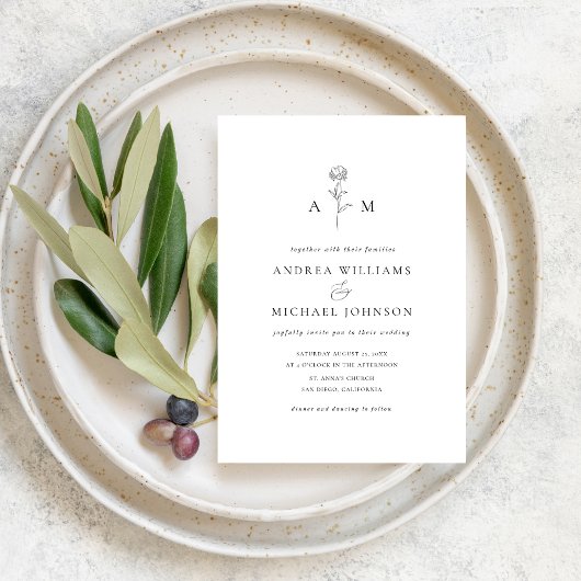 Invitation Mariage photo de l'esperluette du monogramme botan