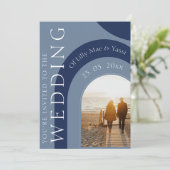 Invitation Mariage photo de marine moderne et d'arc bleu Dust (Debout devant)