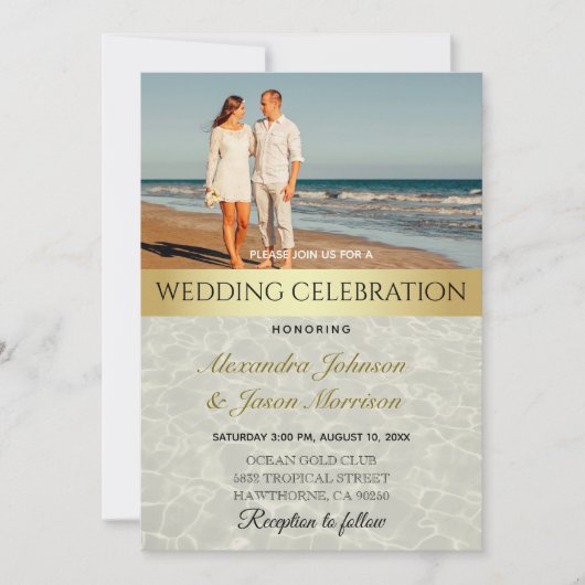 Invitation Mariage photo de plage (Devant)