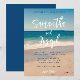 Invitation Mariage photo de plage Deep Blue