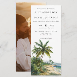 Invitation Mariage photo de plage tropicale à l'aquarelle