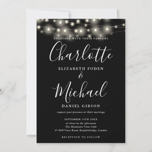 Invitation Mariage photo de script Black White (Devant)