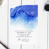 Invitation Mariage photo de script bleu marine + détails QR