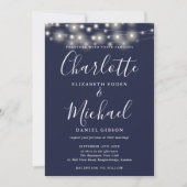 Invitation Mariage photo de script de la Marine Blue String (Devant)