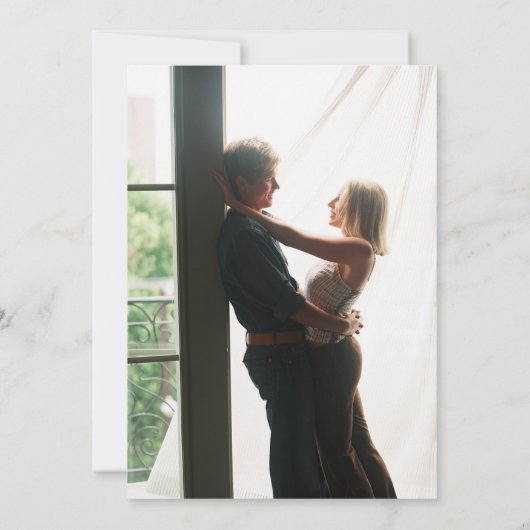 Invitation Mariage photo de script de signature gris et blanc (Dos)