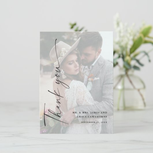 Invitation Mariage photo de script élégant moderne (Debout devant)