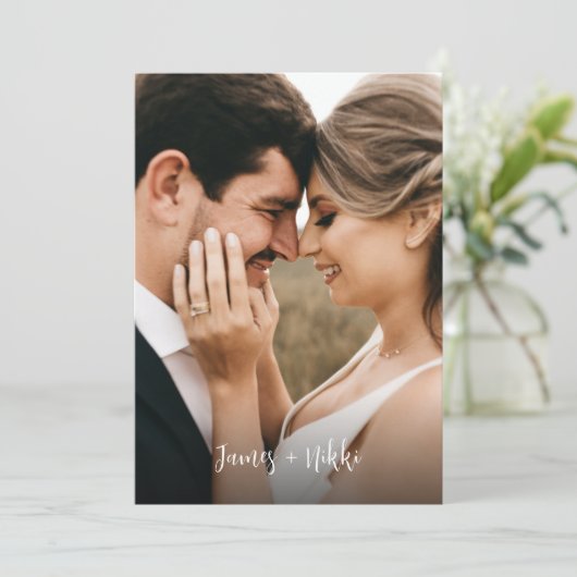 Invitation Mariage photo de script Initiales simples (Debout devant)
