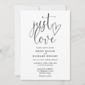 Invitation Mariage Photo De Script Just Love En Noir Et Blanc (Devant)