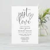 Invitation Mariage Photo De Script Just Love En Noir Et Blanc (Debout devant)