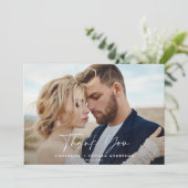 Invitation Mariage photo de script merci sage vert moderne (Debout devant)