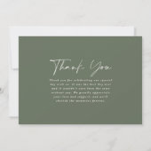 Invitation Mariage photo de script merci sage vert moderne (Dos)