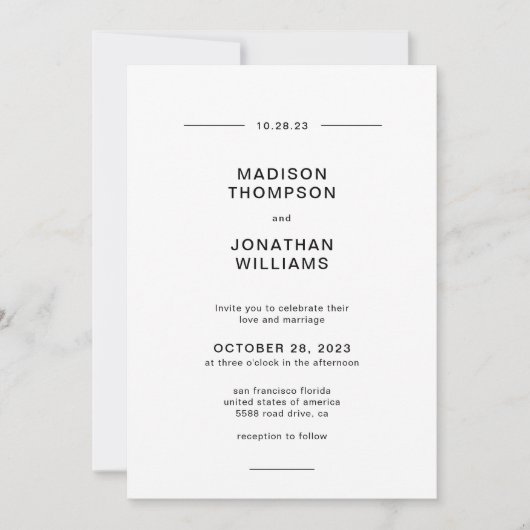 Invitation Mariage photo de script minimal simple (Devant)