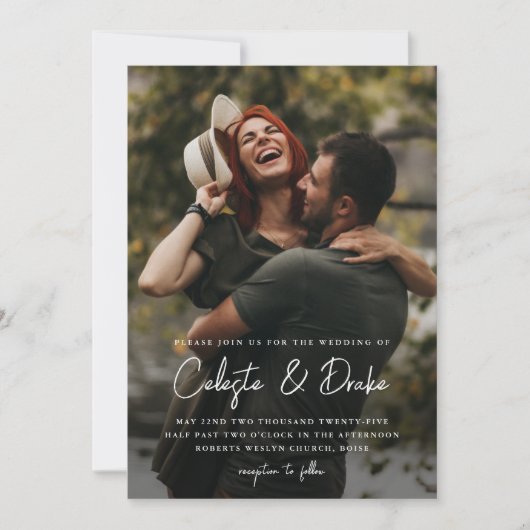Invitation Mariage photo de script moderne (Devant)