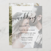 Invitation Mariage photo de script noir élégant (Devant / Derrière)