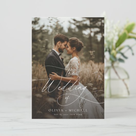 Invitation Mariage photo de script rustique chic (Debout devant)