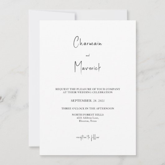 Invitation Mariage photo de script simple (Devant)