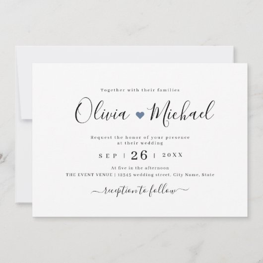 Invitation Mariage photo de script simple et moderne (Dos)