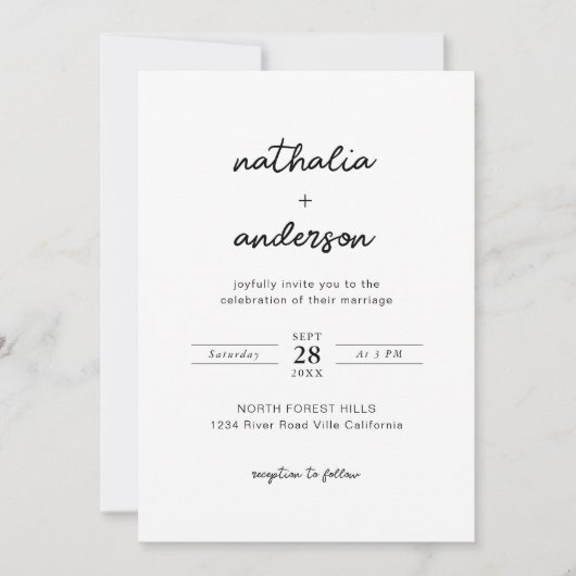 Invitation Mariage photo de script simple moderne (Devant)