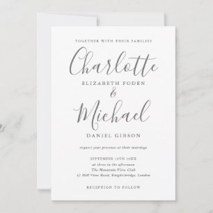 Invitation Mariage photo de style signature gris et blanc