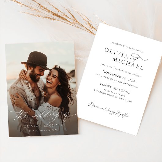 Invitation Mariage photo de superposition de script rustique