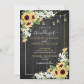 Invitation Mariage photo de tournesol rustique et gris floral (Devant)