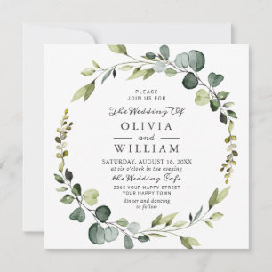 Invitation Mariage PHOTO de trame Eucalyptus moderne