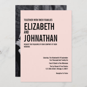 Invitation Mariage photo de type rose simple et minimal