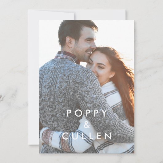 Invitation Mariage photo de typographie chic (Devant)