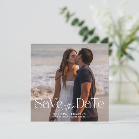 Invitation Mariage photo de typographie moderne (Debout devant)