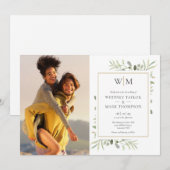 Invitation Mariage Photo de verdure botanique Monogramme (Devant / Derrière)