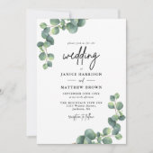Invitation Mariage Photo de verdure botanique rustique d'euca (Devant)