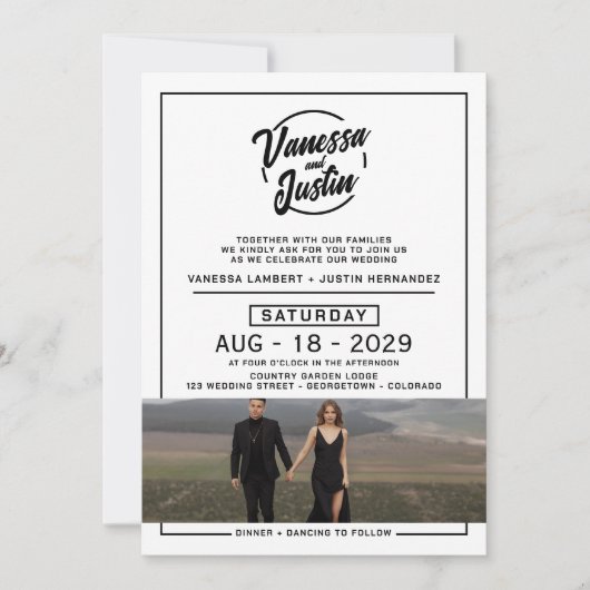 Invitation Mariage photo décontracté avec code QR (Devant)