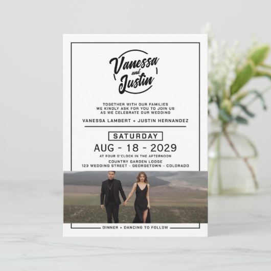 Invitation Mariage photo décontracté avec code QR (Debout devant)